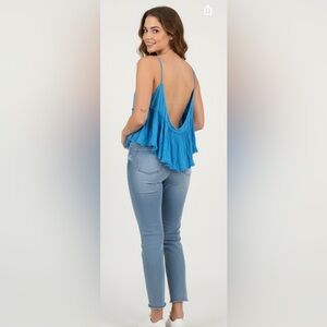 Free People Blue Blackless Halter Top